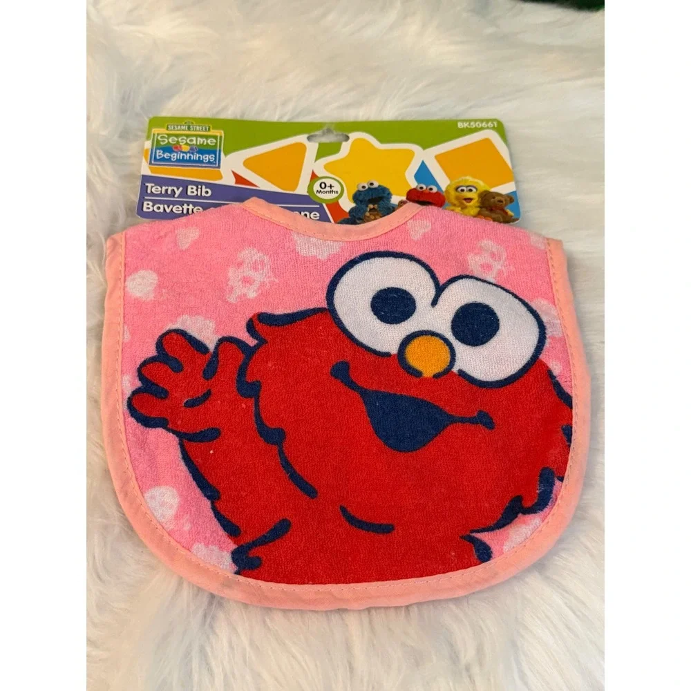 Sesame Beginnings Elmo Terry Bib Pink Floral 0+ Months BK50661 Sesame Street